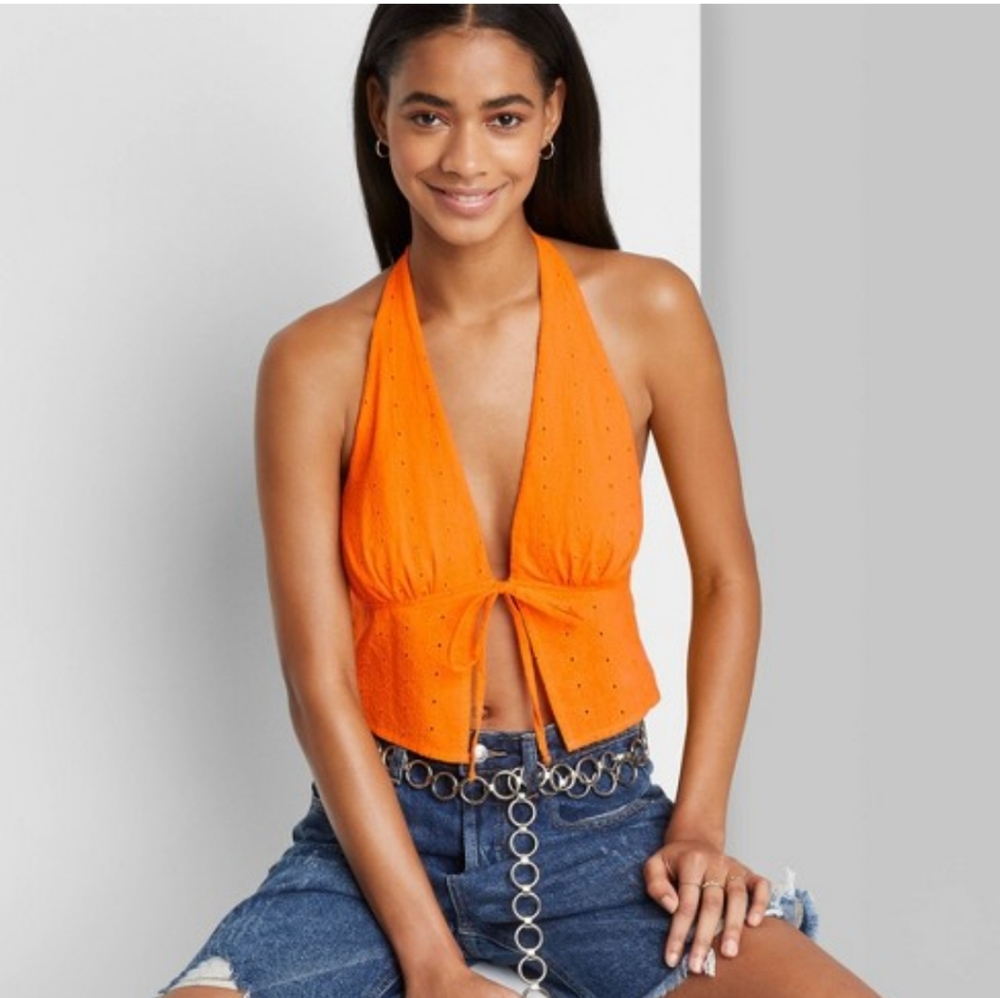 Woman sleeveless halter fly away top